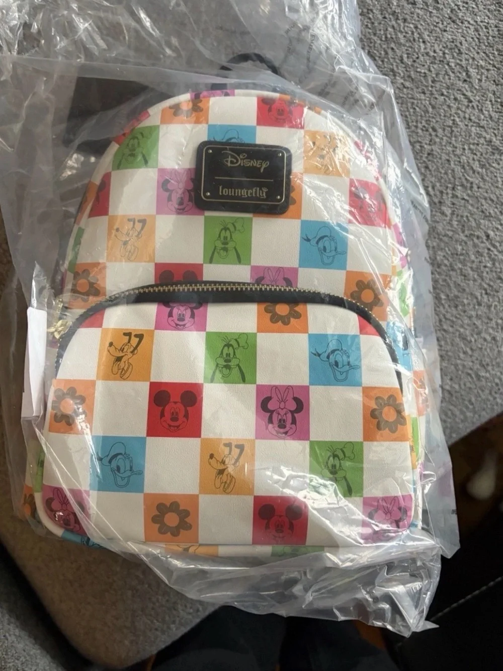 Loungefly Multicolor Disney Checkerboard Mini Backpack